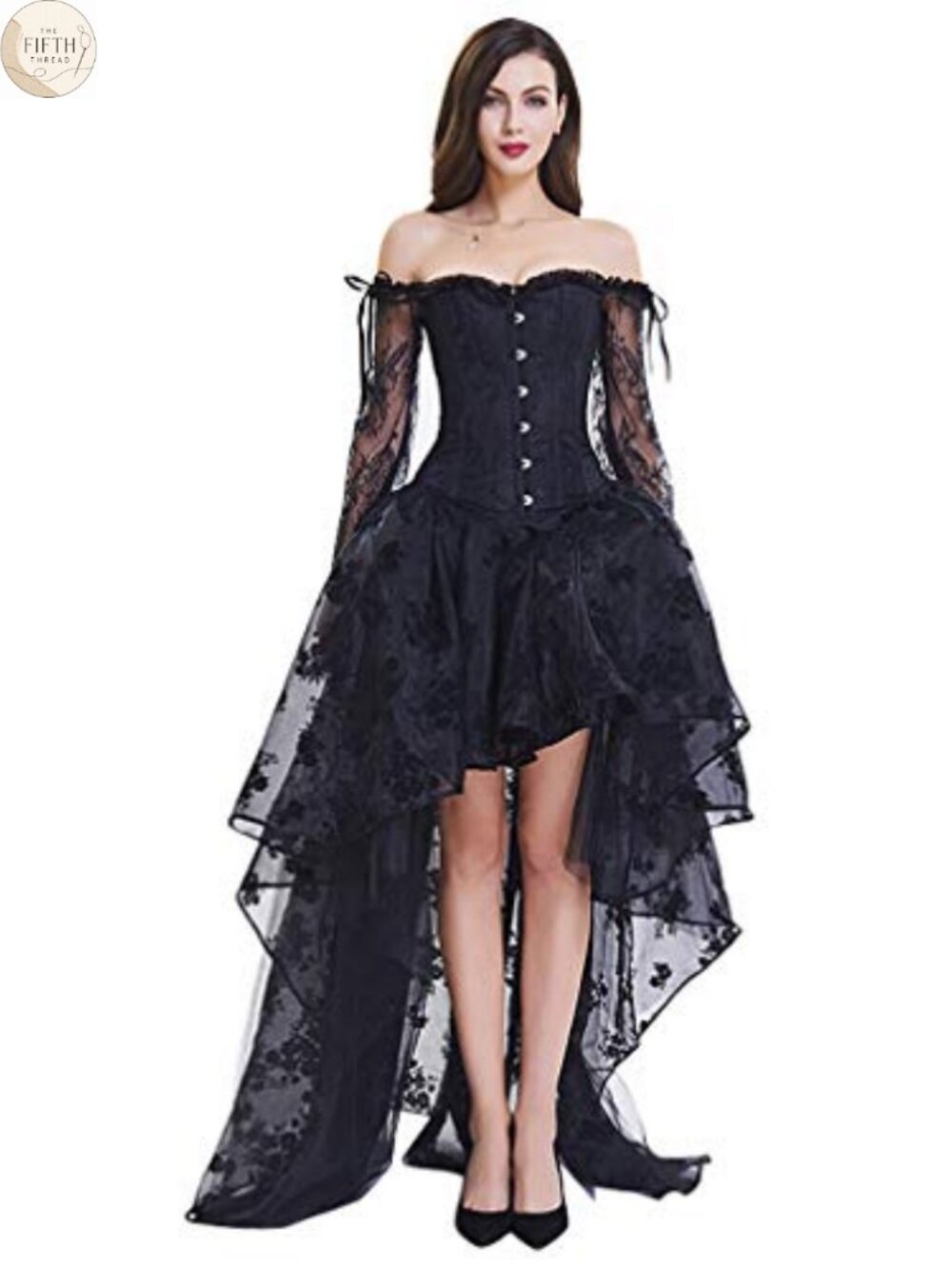 Kimring Steampunk Victorian Corset High Low Skirt Costume Set